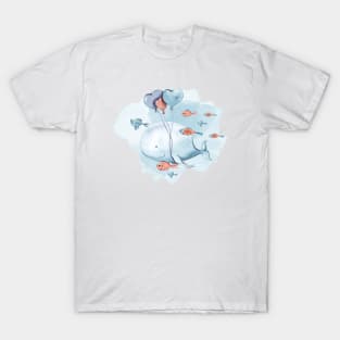 Cute watercolor birthday whale illustration T-Shirt